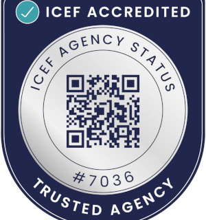 Sello de acreditación ICEF de WRU (agencia acreditada #7036)