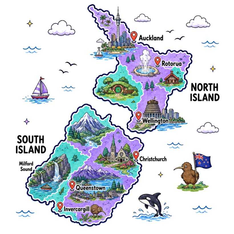 Mapa de Nueva Zelanda